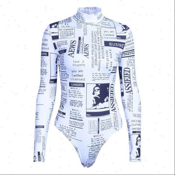 long sleeves pullover women jumpsuit skinny bodysuit vintage newspaper graphic letters printed turtleneck leotard party clubwear, Black;white
long sleeves pullover women jumpsuit skinny bodysuit vintage newspaper graphic letters printed turtleneck leotard party clubwear, Black;white