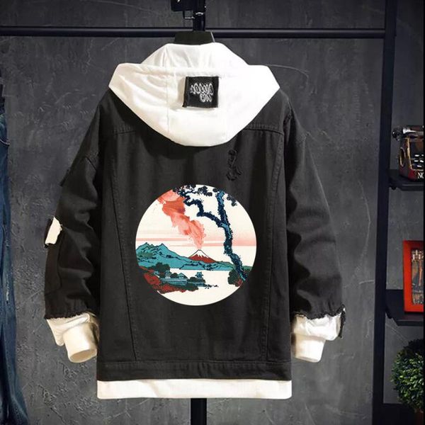 men's jackets hokusai view of mount fuji with print oversized denim jacket thicken windproof men clothing autumn winter vintage jean, Black;brown
men's jackets hokusai view of mount fuji with print oversized denim jacket thicken windproof men clothing autumn winter vintage jean, Black;brown