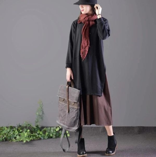 women large size dress retro loose fake two pieces casual all-match 2021 ladies spliced brierf vintage dresses, Black;gray
women large size dress retro loose fake two pieces casual all-match 2021 ladies spliced brierf vintage dresses, Black;gray