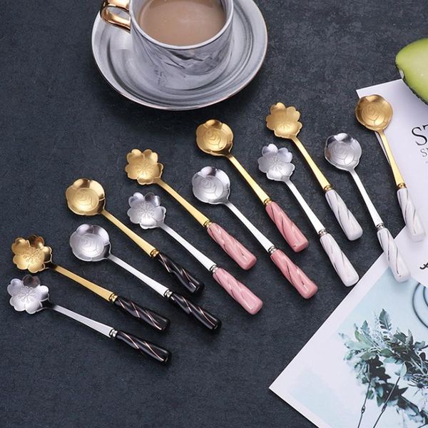 spoons 1pcs cherry blossoms stainless steel tea coffee spoon teaspoons ice cream sugar flatware gold kitchen tableware ceramic handle
spoons 1pcs cherry blossoms stainless steel tea coffee spoon teaspoons ice cream sugar flatware gold kitchen tableware ceramic handle