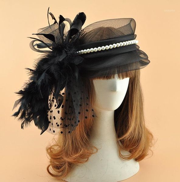 fashion wedding pearl hair fascinators hat for woman black white women mesh clip festival church fancy veil headpiece1
fashion wedding pearl hair fascinators hat for woman black white women mesh clip festival church fancy veil headpiece1