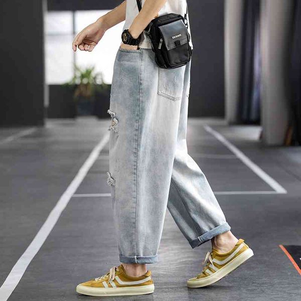 men's jeans cowboy blue straight hole denim pants spring harajuku man streetwear loose casual trousers clothing b9xe
men's jeans cowboy blue straight hole denim pants spring harajuku man streetwear loose casual trousers clothing b9xe