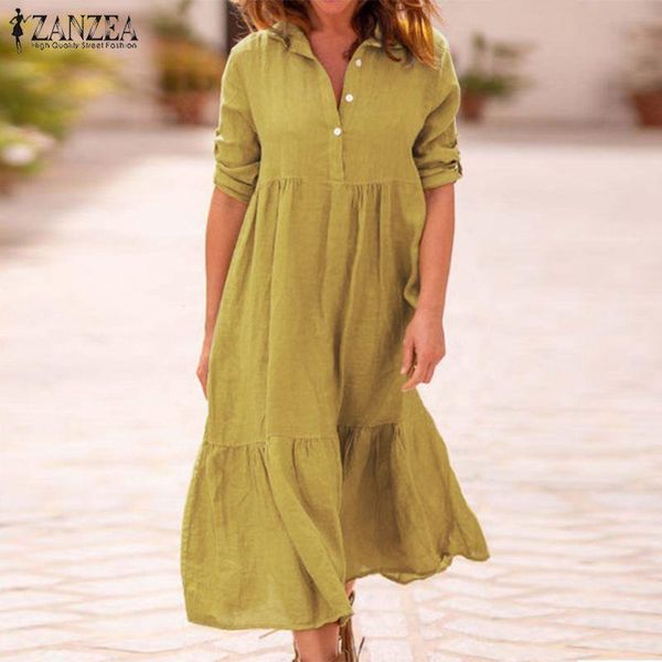 casual dresses zanzea 2021 women lapel cotton linen dress autumn long sleeve shirt vestido ladies maxi work ol sundress robe femme, Black;gray
casual dresses zanzea 2021 women lapel cotton linen dress autumn long sleeve shirt vestido ladies maxi work ol sundress robe femme, Black;gray