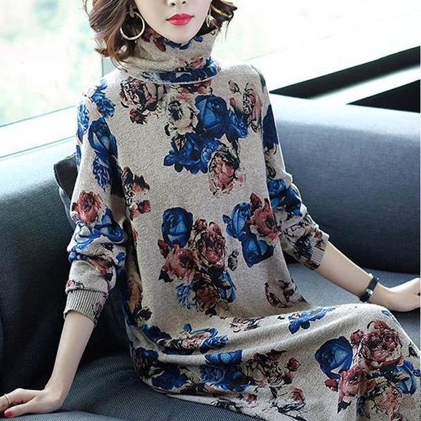 women autumn & winter elegant sweater dress female chinese style floral party robe turtleneck loose knit dresses casual, Black;gray
women autumn & winter elegant sweater dress female chinese style floral party robe turtleneck loose knit dresses casual, Black;gray