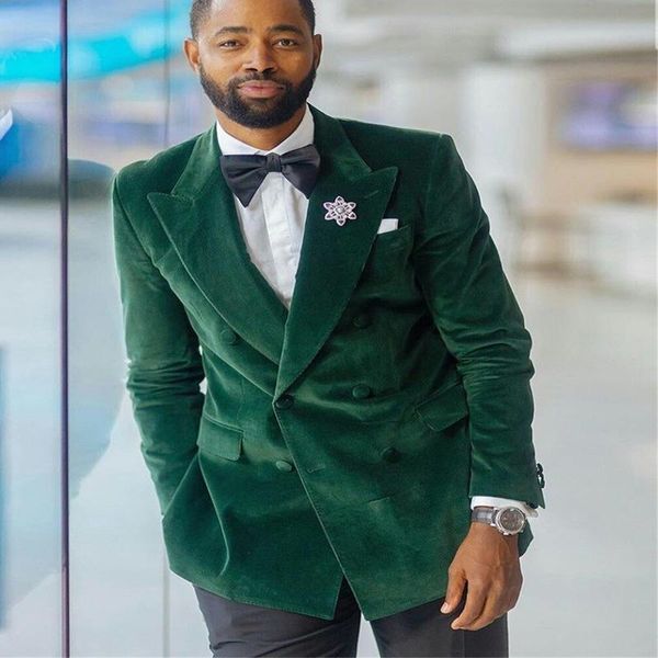 double breasted green velvet men suits slim fit 2 piece dinner blazer with black pants male fashion costume wedding groom tuxedo men's, White;black
double breasted green velvet men suits slim fit 2 piece dinner blazer with black pants male fashion costume wedding groom tuxedo men's, White;black