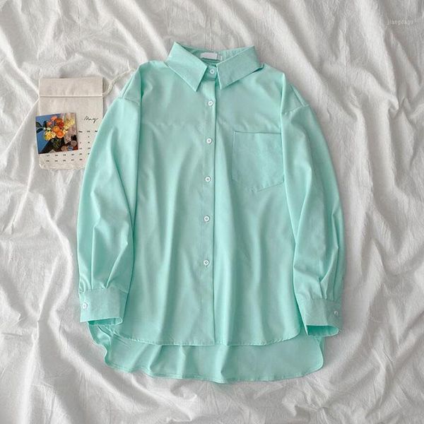 women's blouses & shirts 2021 oversized solid color korean style women shirt long sleeve chic female casual loose blusas, White
women's blouses & shirts 2021 oversized solid color korean style women shirt long sleeve chic female casual loose blusas, White