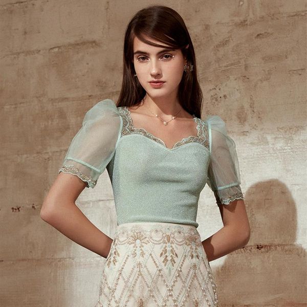 women's sweaters 2021 summer women short sleeve thin slim knit vintage lace embroidery mesh mint green bodycon sweater basic shirt knit, White;black
women's sweaters 2021 summer women short sleeve thin slim knit vintage lace embroidery mesh mint green bodycon sweater basic shirt knit, White;black