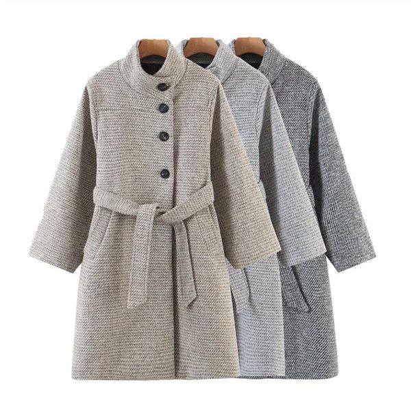 women's wool & blends nice vintage woman loose sashes textured woolen long coat fad winter ladies stand collar outwear female oversized, Black
women's wool & blends nice vintage woman loose sashes textured woolen long coat fad winter ladies stand collar outwear female oversized, Black