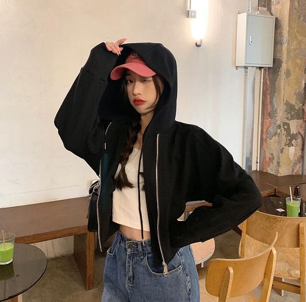 women's knits & tees fashion zip-up short sweatshirt autumn jacket female oversized college hoodies women loose pockets long sleeves pu, White
women's knits & tees fashion zip-up short sweatshirt autumn jacket female oversized college hoodies women loose pockets long sleeves pu, White