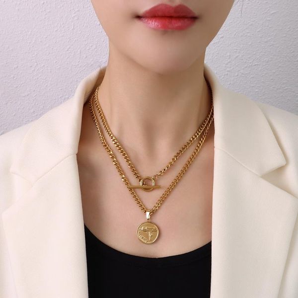 pendant necklaces est necklace designer stainless steel waterproof jewelry double layer ot buckle chain clavicle collier coin t bar, Silver
pendant necklaces est necklace designer stainless steel waterproof jewelry double layer ot buckle chain clavicle collier coin t bar, Silver