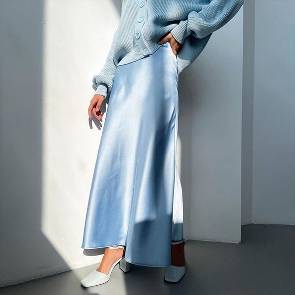 summer midi satin elegant women skirts high waist office vintage spring a line long casual blue fashion, Black
summer midi satin elegant women skirts high waist office vintage spring a line long casual blue fashion, Black