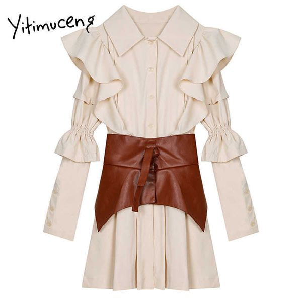 yitimuceng flounced edge dresses women a-line mini solid spring flare sleeve v-neck single breasted clothes office lady 210601, Black;gray
yitimuceng flounced edge dresses women a-line mini solid spring flare sleeve v-neck single breasted clothes office lady 210601, Black;gray