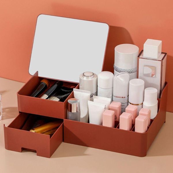 makeup organizer with mirror for cosmetic capacity storage box desksundry multilayer drawer container dustproof saving space boxes & bin
makeup organizer with mirror for cosmetic capacity storage box desksundry multilayer drawer container dustproof saving space boxes & bin