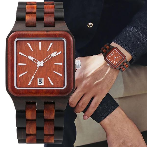 wristwatches business men quartz square calendar wood watch 2021 luxury ebony red sandalwood watches gifts with box relogio, Slivery;brown
wristwatches business men quartz square calendar wood watch 2021 luxury ebony red sandalwood watches gifts with box relogio, Slivery;brown