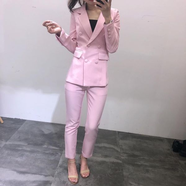spring autumn ladies elegant slim pink blazer suits set ol women business double breasted + ankle length pants y205 women's tracksuits, Gray
spring autumn ladies elegant slim pink blazer suits set ol women business double breasted + ankle length pants y205 women's tracksuits, Gray