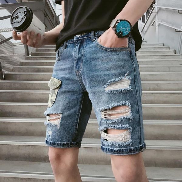 men's ripped jeans casual fashion personality trend thin section breathable mid-high waist stretch 5-point pants 2021 summer shorts, White;black
men's ripped jeans casual fashion personality trend thin section breathable mid-high waist stretch 5-point pants 2021 summer shorts, White;black