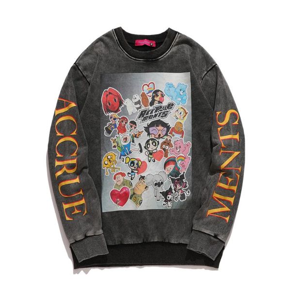 men's hoodies & sweatshirts harajuku men cartoon letter print washed pullovers streetwear hip hop autumn round neck oversize cotton, Black
men's hoodies & sweatshirts harajuku men cartoon letter print washed pullovers streetwear hip hop autumn round neck oversize cotton, Black