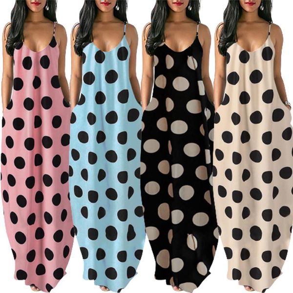 casual dresses plus size woman suspender dot loose long dress 2021 summer ladiescasual deep v-neck pocket beach maxi vestidos, Black;gray
casual dresses plus size woman suspender dot loose long dress 2021 summer ladiescasual deep v-neck pocket beach maxi vestidos, Black;gray