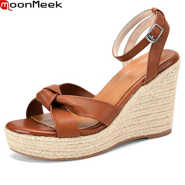 moonmeek genuine elather sandals women high heels shoes fashion wedges platform classic party wedding apricot dress, Black
moonmeek genuine elather sandals women high heels shoes fashion wedges platform classic party wedding apricot dress, Black