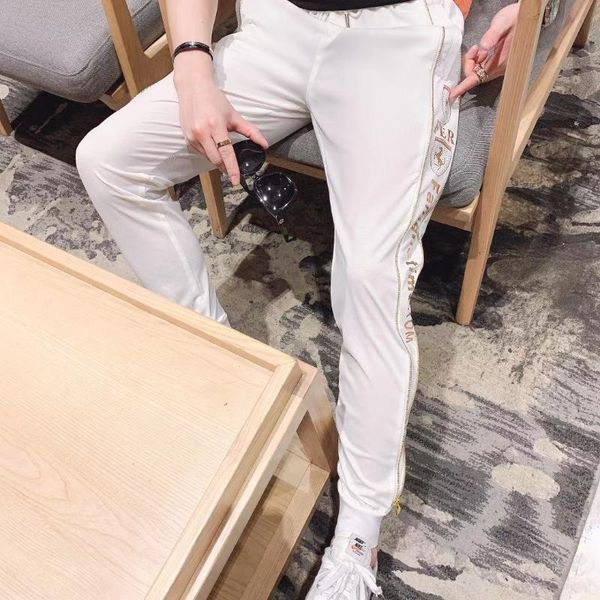 men's pants spring and summer fashion european slim casual printed straight leg loose capris, Black
men's pants spring and summer fashion european slim casual printed straight leg loose capris, Black