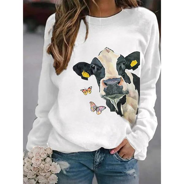 cow pattern women's fashion 3d printing short slim t-shirt autumn long sleeve round neck basic casual, White
cow pattern women's fashion 3d printing short slim t-shirt autumn long sleeve round neck basic casual, White
