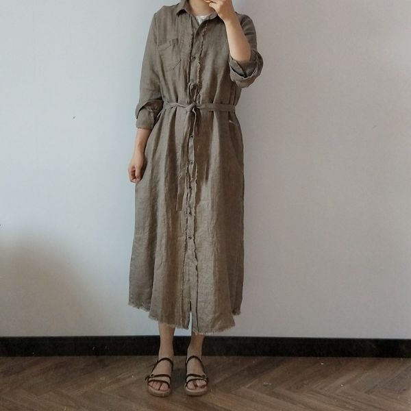 johnature autumn leisure retro single breasted turn-down collar long sleeve dress cotton linen comfortable women dress 210521, Black;gray
johnature autumn leisure retro single breasted turn-down collar long sleeve dress cotton linen comfortable women dress 210521, Black;gray