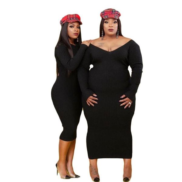 arrivals solid women knitted plus size dress autumn lady's deep v-neck full sleeve bodycon mid-calf party dresses casual, Black;gray
arrivals solid women knitted plus size dress autumn lady's deep v-neck full sleeve bodycon mid-calf party dresses casual, Black;gray