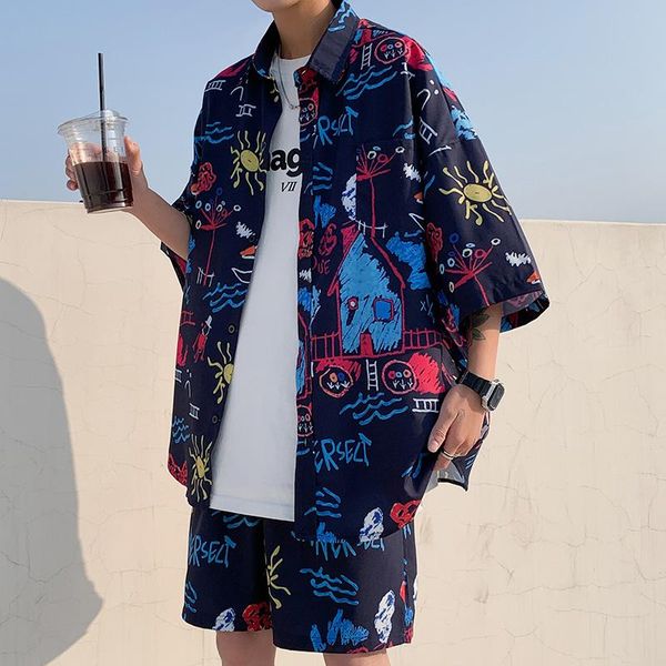 summer men's casual suit printing trend fashion loose beach sportswear short-sleeved shirt five-point pants 2021 tracksuits, Gray
summer men's casual suit printing trend fashion loose beach sportswear short-sleeved shirt five-point pants 2021 tracksuits, Gray