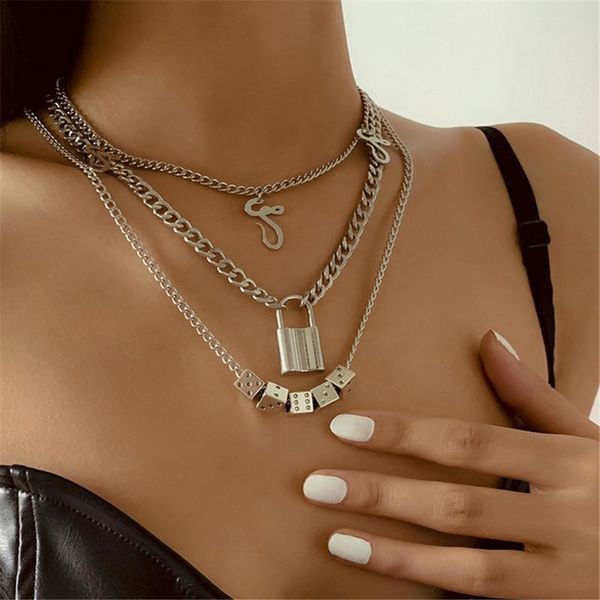 chains punk dice with padlock pendant necklace for women vintage snake choker collar goth jewelry 2021 wedding party gift, Silver
chains punk dice with padlock pendant necklace for women vintage snake choker collar goth jewelry 2021 wedding party gift, Silver
