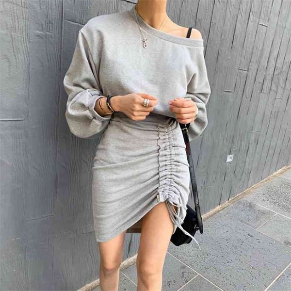 fashion women vintage gray drawstring dress bodycon mini female lantern sleeve o neck casual spring summer 210519, Black;gray
fashion women vintage gray drawstring dress bodycon mini female lantern sleeve o neck casual spring summer 210519, Black;gray