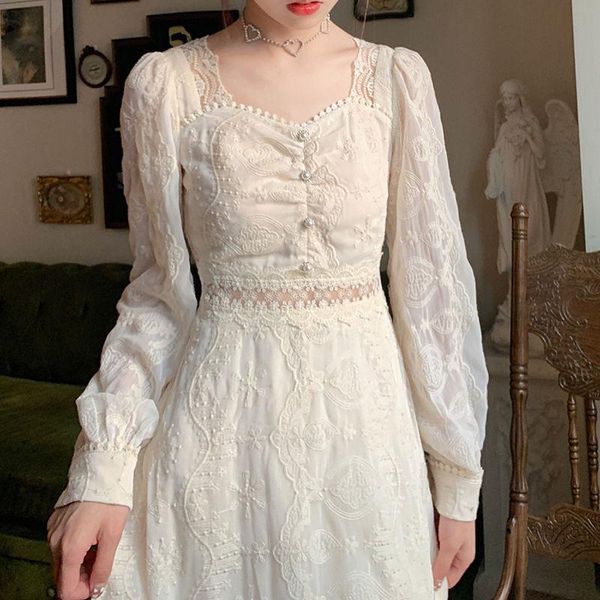 casual dresses women elegant chic dress sweet princess lace summer vintage retro female french pretty party holiday sundress 2021, Black;gray
casual dresses women elegant chic dress sweet princess lace summer vintage retro female french pretty party holiday sundress 2021, Black;gray