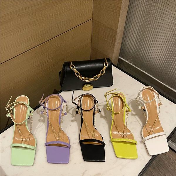 sandals 2021 summer show metal chain square open toe ultra high heel thin fashion women's, Black
sandals 2021 summer show metal chain square open toe ultra high heel thin fashion women's, Black
