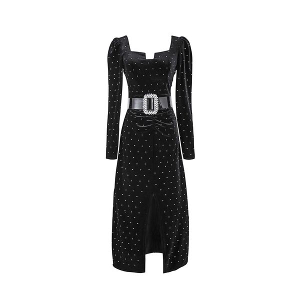 spring velvet square collar print full black mid calf dresses women 210615, Black;gray
spring velvet square collar print full black mid calf dresses women 210615, Black;gray