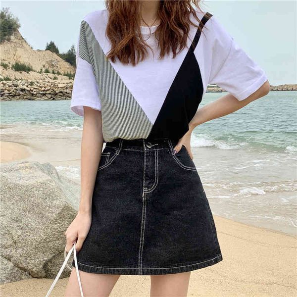 3 sizes cotton fashion patckwork simple summer short sleeve arrival vintage basic women female t-shirts 210522, White
3 sizes cotton fashion patckwork simple summer short sleeve arrival vintage basic women female t-shirts 210522, White