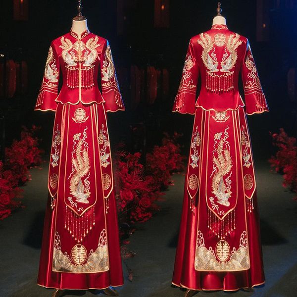 ethnic clothing wedding dress red phoenix cheongsam chinese style traditional women qipao for party
ethnic clothing wedding dress red phoenix cheongsam chinese style traditional women qipao for party
