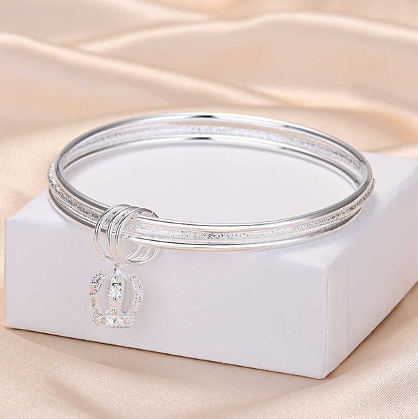925 silver plated bangles 3pcs rings per set with crown pendant bracelets jewelry for women, Black
925 silver plated bangles 3pcs rings per set with crown pendant bracelets jewelry for women, Black