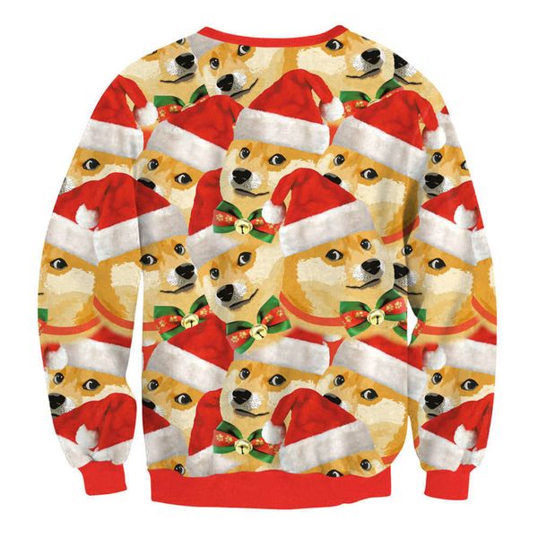 hoodies & sweatshirts men's christmas dog digital printed round neck sweater swyl017, Black
