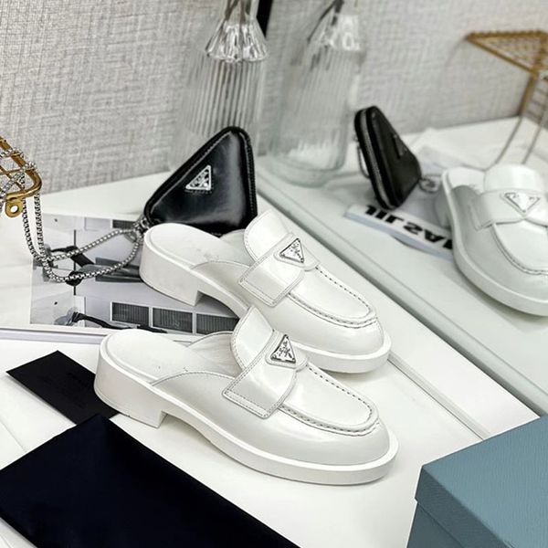 slippers sandals high end p family triple label baotou half slippers women's small leather shoes no heel lazy muller thick soled cool z, Black
slippers sandals high end p family triple label baotou half slippers women's small leather shoes no heel lazy muller thick soled cool z, Black