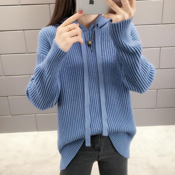 women's sweaters 2021 leisure thread ribbon hooded pullover knitting upper garment sweater woman, White;black
women's sweaters 2021 leisure thread ribbon hooded pullover knitting upper garment sweater woman, White;black