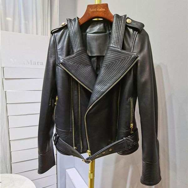 women's leather & faux genuine jacket women real sheepskin ladies coat famous designer clothing plus size, Black
women's leather & faux genuine jacket women real sheepskin ladies coat famous designer clothing plus size, Black
