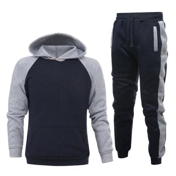jogging clothing long sleeve men sweatshirt+sweatpants elastic waist sportswear suit two piece patchwork pockets hooded pants set streetwear, Black;red
jogging clothing long sleeve men sweatshirt+sweatpants elastic waist sportswear suit two piece patchwork pockets hooded pants set streetwear, Black;red