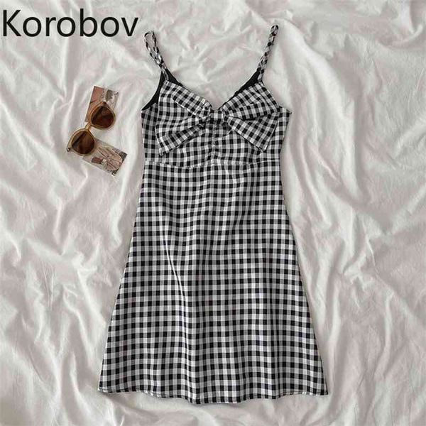 korobov new summer plaid dress korean spaghetti strap female dresses vintage elegant bow robe femme 210430, Black;gray
korobov new summer plaid dress korean spaghetti strap female dresses vintage elegant bow robe femme 210430, Black;gray