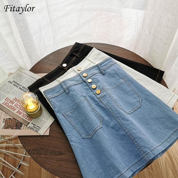 fitaylor summer women sweet solid color high waist mini skirts casual single breasted pockets a-line denim female, Black
fitaylor summer women sweet solid color high waist mini skirts casual single breasted pockets a-line denim female, Black