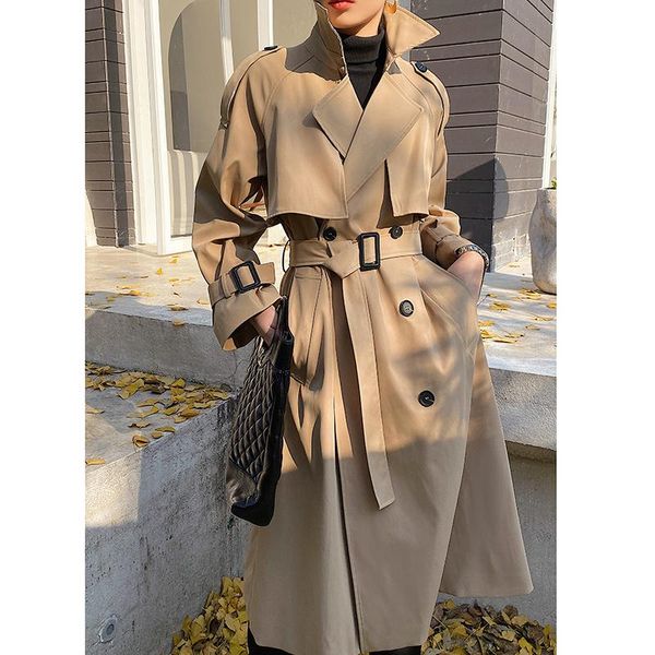 women's trench coats 2021 autumn women coat with belt clothes khaki feminino harajuku mujer long femme, Tan;black
women's trench coats 2021 autumn women coat with belt clothes khaki feminino harajuku mujer long femme, Tan;black