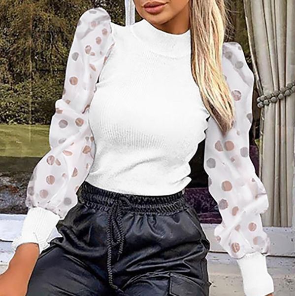 women's sweaters casual ribbed knitted sweater women polka dot mesh puff sleeve pullover female autumn winter ladies blouse, White;black
women's sweaters casual ribbed knitted sweater women polka dot mesh puff sleeve pullover female autumn winter ladies blouse, White;black