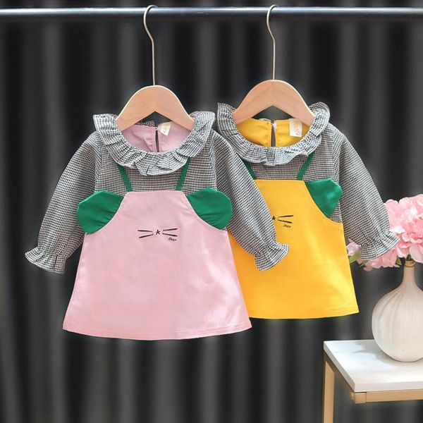 girl's dresses kids spring autumn for girls infant plaid patchwork cute cat dress long sleeve casual clothing robe fille, Red;yellow
girl's dresses kids spring autumn for girls infant plaid patchwork cute cat dress long sleeve casual clothing robe fille, Red;yellow