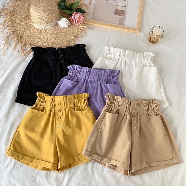 purple summer 2021 korean high waist flower bract shorts loose plus size spodenki krotkie solid button short feminino veludo women's, White;black
purple summer 2021 korean high waist flower bract shorts loose plus size spodenki krotkie solid button short feminino veludo women's, White;black