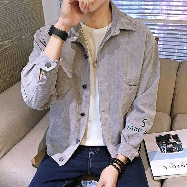 men's casual shirts 2021 autumn wear solid color embroidered letter corduroy jacket, White;black
men's casual shirts 2021 autumn wear solid color embroidered letter corduroy jacket, White;black
