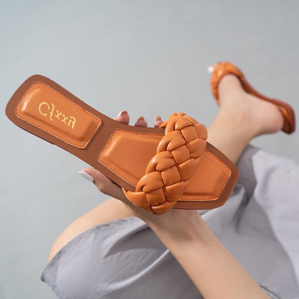 slippers woven women slip on slides fashion brand square toe leather flat sandals female outdoor casual flip flops, Black
slippers woven women slip on slides fashion brand square toe leather flat sandals female outdoor casual flip flops, Black