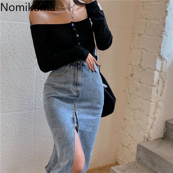 nomikuma high waist split demin skirt korean slim one-step women jeans skirts autumn new faldas mujer moda 6d088 210427, Black
nomikuma high waist split demin skirt korean slim one-step women jeans skirts autumn new faldas mujer moda 6d088 210427, Black